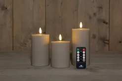 Clearance Anna's Collection LED Kerzen Set Riba taupe D 7,5 H 10 / 12,5 / 15 cm 3 St. Led Kerzen