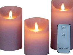 New Anna's Collection LED Kerzen Set Dinu lila D 7,5 H 10 / 12,5 / 15 cm 3 St. Led Kerzen