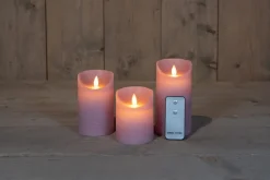 New Anna's Collection LED Kerzen Set Dinu lila D 7,5 H 10 / 12,5 / 15 cm 3 St. Led Kerzen