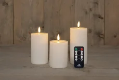 New Anna's Collection LED Kerzen Set Riba weiß D 7,5 H 10 / 12,5 / 15 cm 3 St. Led Kerzen