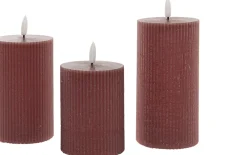 Best Anna's Collection LED Kerzen Set Riba rosa D 7,5 H 10 / 12,5 / 15 cm 3 St. Led Kerzen