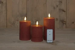 Best Anna's Collection LED Kerzen Set Riba rosa D 7,5 H 10 / 12,5 / 15 cm 3 St. Led Kerzen
