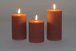 Best Anna's Collection LED Kerzen Set Riba rosa D 7,5 H 10 / 12,5 / 15 cm 3 St. Led Kerzen