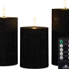 Outlet Anna's Collection LED Kerzen Set Riba schwarz D 7,5 H 10 / 12,5 / 15 cm 3 St. Led Kerzen