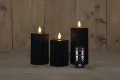 Outlet Anna's Collection LED Kerzen Set Riba schwarz D 7,5 H 10 / 12,5 / 15 cm 3 St. Led Kerzen