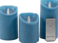 Outlet Anna's Collection LED Kerzen Set blau D 7,5 H 10 / 12,5 / 15 cm 3 St. Led Kerzen