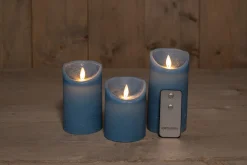 Outlet Anna's Collection LED Kerzen Set blau D 7,5 H 10 / 12,5 / 15 cm 3 St. Led Kerzen