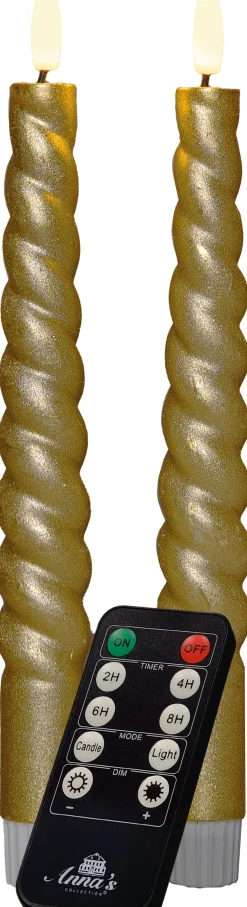 Sale Anna's Collection LED Stabkerzen Swirl gold D 2 H 23 cm 2 St. Led Kerzen