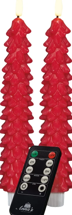 Outlet Anna's Collection LED Stabkerze Rambu rot D 2,2 H 23 cm Led Kerzen