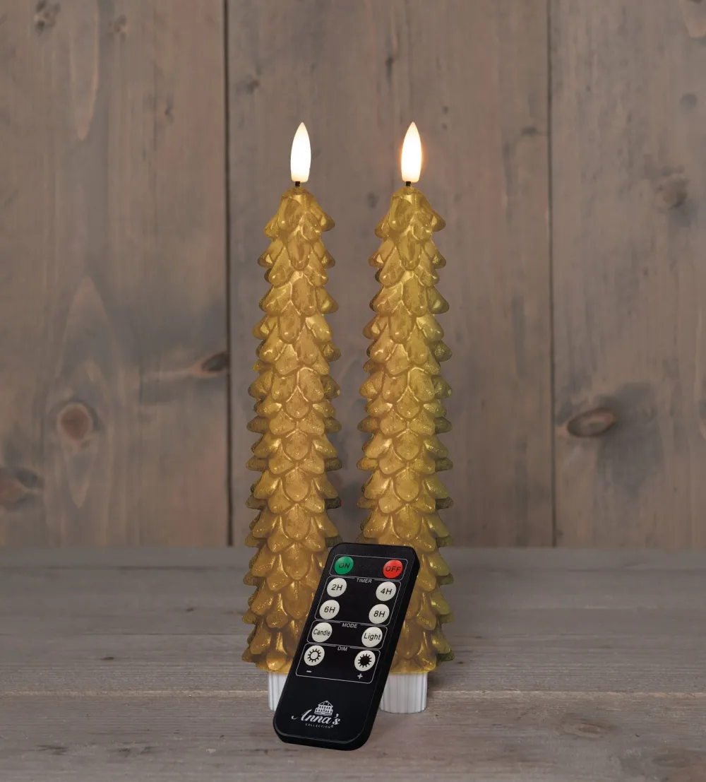 Sale Anna's Collection LED Stabkerze Rambu gold D 2,2 H 23 cm Led Kerzen