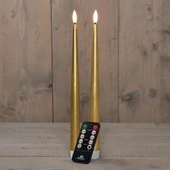 Anna's Collection LED Stabkerze mit Timer gold D 2,2 H 30 cm 2 St. Led Kerzen