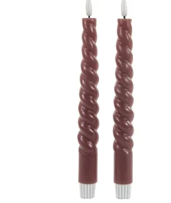 Clearance Anna's Collection LED Stabkerzen Swirl rosa D 2 H 23 cm 2 St. Led Kerzen