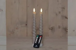 New Anna's Collection LED Stabkerzen Swirl taupe D 2 H 23 cm 2 St. Led Kerzen