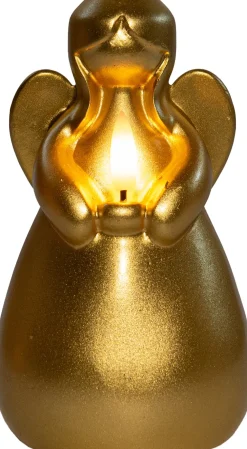 Anna's Collection LED Stumpenkerze Ange gold D 8 H 14,5 cm Led Kerzen