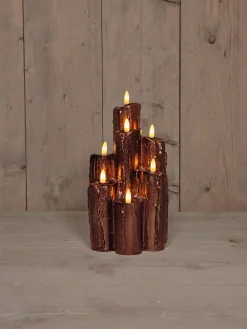 Sale Anna's Collection LED Stumpenkerze bronze 15 x 15 x 25 cm Led Kerzen