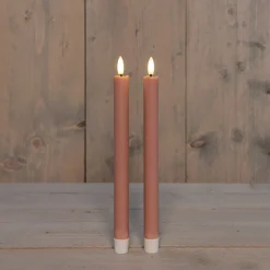 New Anna's Collection LED Tafelkerze Larni rosa D 2,1 H 25 cm 2 St. Led Kerzen