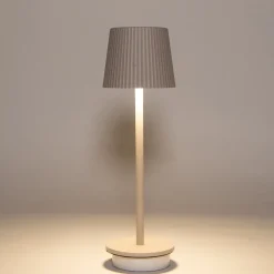 Best Anna's Collection Tischlampe Ribbel beige D 9 H 27 cm Tischleuchten