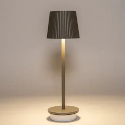 Anna's Collection Tischlampe Ribbel taupe D 9 H 27 cm Tischleuchten