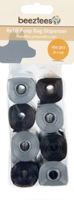 Clearance Beeztees Hundekotbeutel schwarz / grau 8 x 20 St. Hundekotbeutel