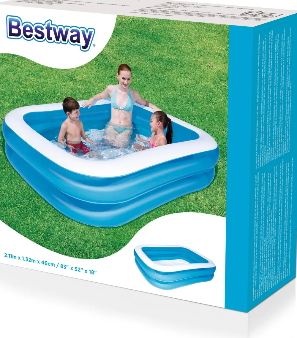 Sale Bestway Planschbecken für Kinder rechteckig blau 211 x 132 x 46 cm 6+ Pools & Planschbecken