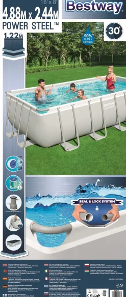 Sale Bestway Stahlrahmen-Pool Power Steel rechteckig 488 x 244 x 122 cm Pools & Planschbecken
