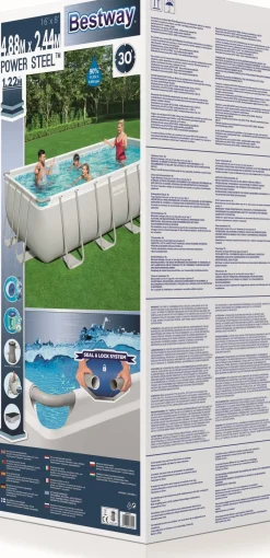 Sale Bestway Stahlrahmen-Pool Power Steel rechteckig 488 x 244 x 122 cm Pools & Planschbecken