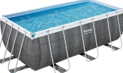 Clearance Bestway Stahlrahmen-Pool Power Steel Rattan-Look rechteckig 412 x 201 x 122 cm Pools & Planschbecken