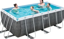 Clearance Bestway Stahlrahmen-Pool Power Steel Rattan-Look rechteckig 412 x 201 x 122 cm Pools & Planschbecken