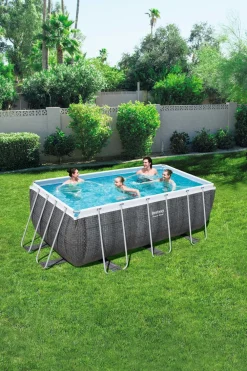 Clearance Bestway Stahlrahmen-Pool Power Steel Rattan-Look rechteckig 412 x 201 x 122 cm Pools & Planschbecken
