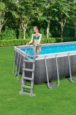 Clearance Bestway Stahlrahmen-Pool Power Steel Rattan-Look rechteckig 412 x 201 x 122 cm Pools & Planschbecken