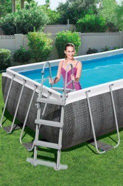 Sale Bestway Stahlrahmen-Pool Power Steel Rattan-Look rechteckig 404 x 201 x 100 cm Pools & Planschbecken
