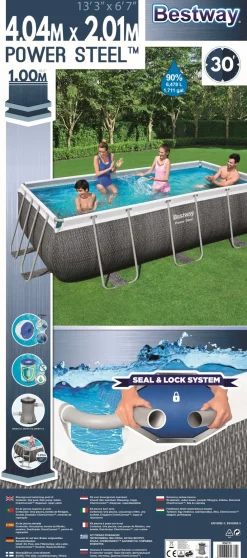 Sale Bestway Stahlrahmen-Pool Power Steel Rattan-Look rechteckig 404 x 201 x 100 cm Pools & Planschbecken