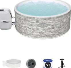 Sale Bestway Whirlpool aufblasbar Lay-Z-Spa Vancouver plus rund grau D 155 H 60 cm Pools & Planschbecken