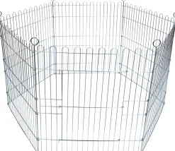 Hot Boon Kaninchengehege 6 Panele silber 60 x 67 cm Kaninchengehege