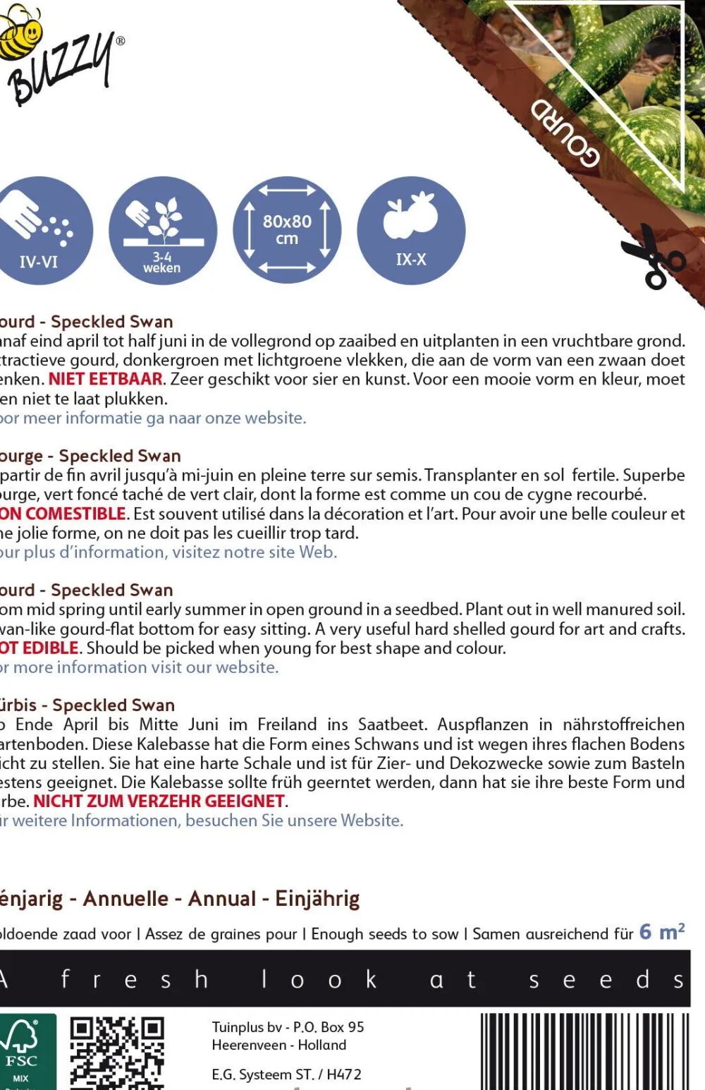 Buzzy® Ornamental Kürbis (Lagenaria siceraria 'Speckled Swan') Samen Gemüsesamen|Saatgut