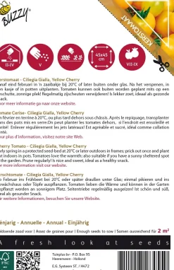Discount Buzzy® Pomodori Kirschtomate gelb (Solanum lycopersicum 'Ciliegia Gialla') Samen Gemüsesamen|Saatgut