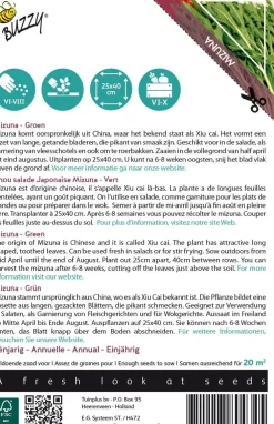 Buzzy® Xotica Mizuna Japanischer Salat (Brassica junicea) Samen Gemüsesamen|Saatgut