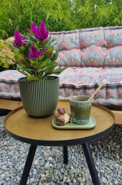 Clearance Capi Europe Blumentopf Groove grün D 13 H 12 cm Blumentöpfe|Blumentöpfe & Pflanzgefäße