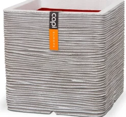 Clearance Capi Europe Pflanzkübel Nature Rib elfenbein 40 x 40 x 40 cm Blumentöpfe|Blumentöpfe & Pflanzgefäße