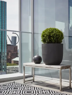 Capi Lux Terrazzo Pflanzkübel rund D 28 cm H 26 cm schwarz Blumentöpfe|Blumentöpfe & Pflanzgefäße