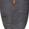 Capi Nature Rib Blumentopf oval 33 x 15 x 36 cm schwarz gerippt Blumentöpfe|Blumentöpfe & Pflanzgefäße