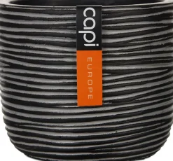 Discount Capi Nature Rib Blumentopf rund D 15 cm H 14 cm schwarz gerippt Blumentöpfe & Pflanzgefäße|Blumentöpfe