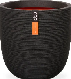 Discount Capi Nature Rib Blumentopf D 35 cm H 34 cm schwarz gerippt Blumentöpfe|Blumentöpfe & Pflanzgefäße