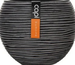 Best Capi Nature Rib Blumentopf D 11,5 cm H 9 cm schwarz gerippt Blumentöpfe|Blumentöpfe & Pflanzgefäße