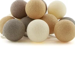 Sale Cotton Ball Lights Lichterkette Bonbon Starterset braun 7,4 m mit 20 Lampen Außenlichterketten