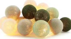 Cotton Ball Lights Lichterkette Frog Starterset creme / grün 7,4 m mit 20 Lampen Außenlichterketten