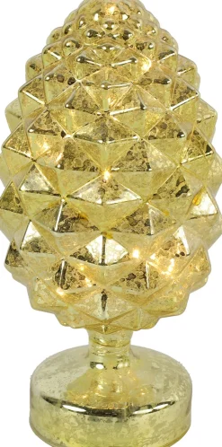 New Countryfield Tischlampe Tannenzapfen Vardan gelb / gold 10 LEDs warmweiß D 12 H 23 cm Weihnachtsleuchten