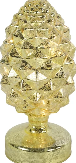 Online Countryfield Tischlampe Tannenzapfen Vardan gelb / gold 8 LEDs warmweiß D 10 H 21,5 cm Weihnachtsleuchten