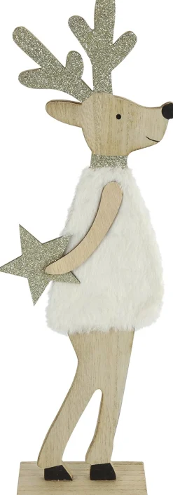 Best Countryfield Weihnachtsdeko Hirsch Edgar weiß 14 x 6 x 40 cm Weihnachtsfiguren & -Objekte