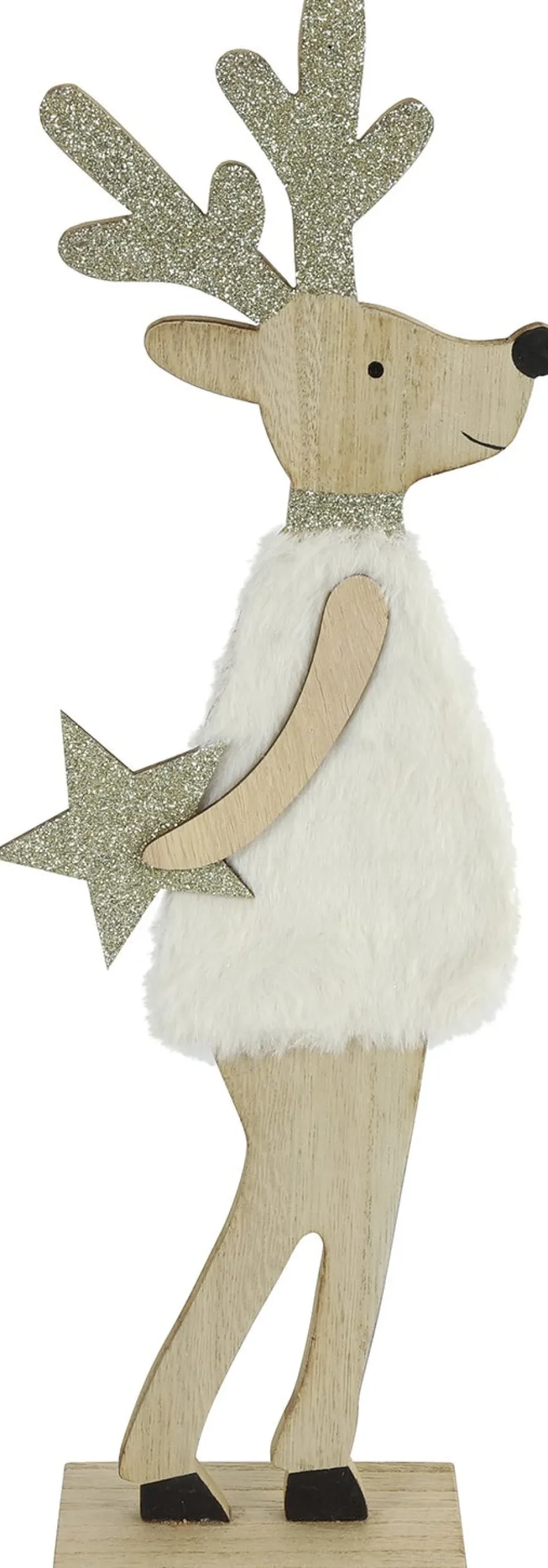 Best Countryfield Weihnachtsdeko Hirsch Edgar weiß 14 x 6 x 40 cm Weihnachtsfiguren & -Objekte